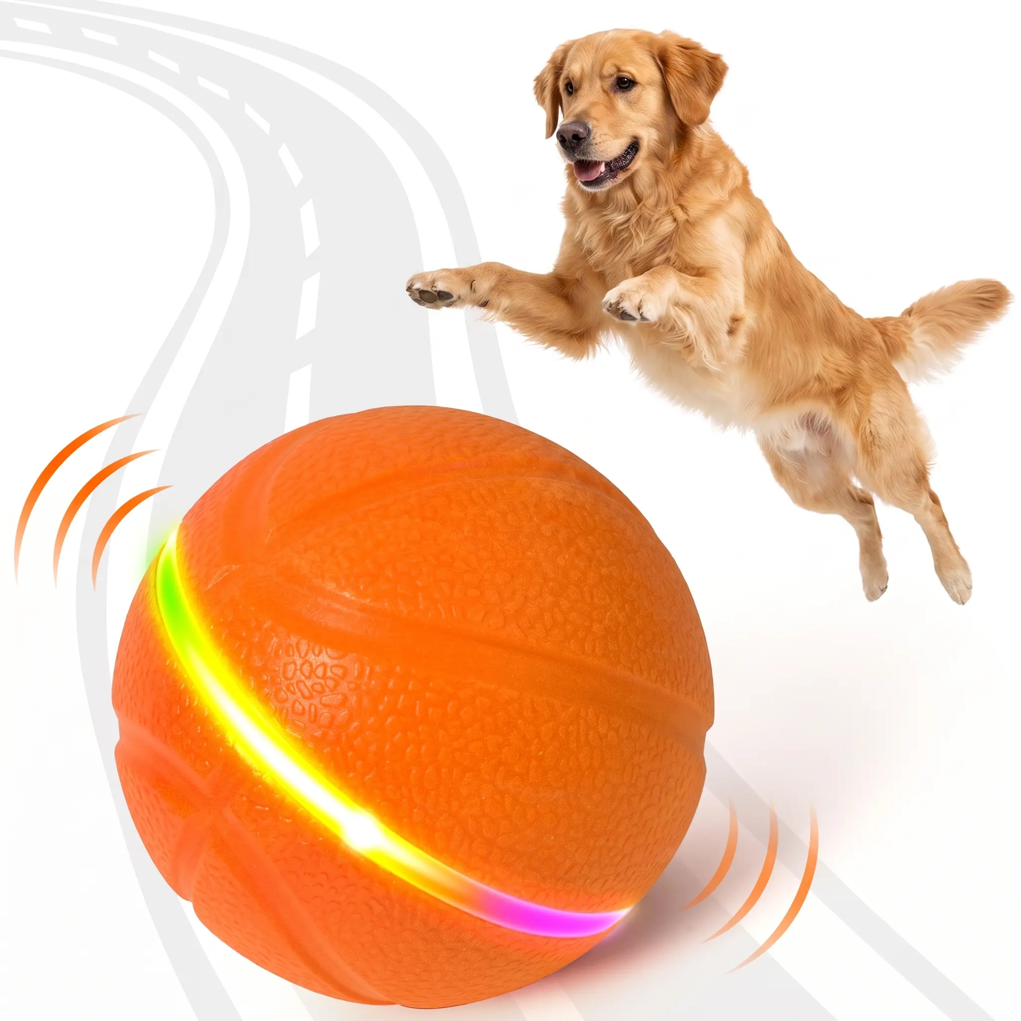 Smart Auto Bouncing Ball for Dogs, Interactive Pet Toy with G-Sensor Touch Activation, Rechargeable 2-in-1 Fetch & Auto Play Modes, 2 Speed Settings, 100% Pet-Safe TPU, Washable, Suitable for Small Medium Large Dogs