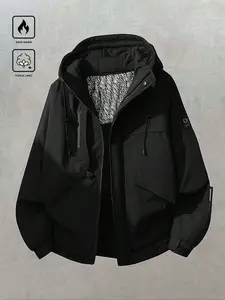 Men's Fall Winter Outdoor Thickened Hooded Fitted Jacket Coats, Casual Sporty Sports Fashion Outerwear, One Piece, Comfortable and Stylish Menswear
