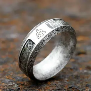 Viking Celtic Knot Ring for Men – Norse Rune Stainless Steel Band | Sizes 8/9/10/11 motivational  jewelry Meaningful Modern Design