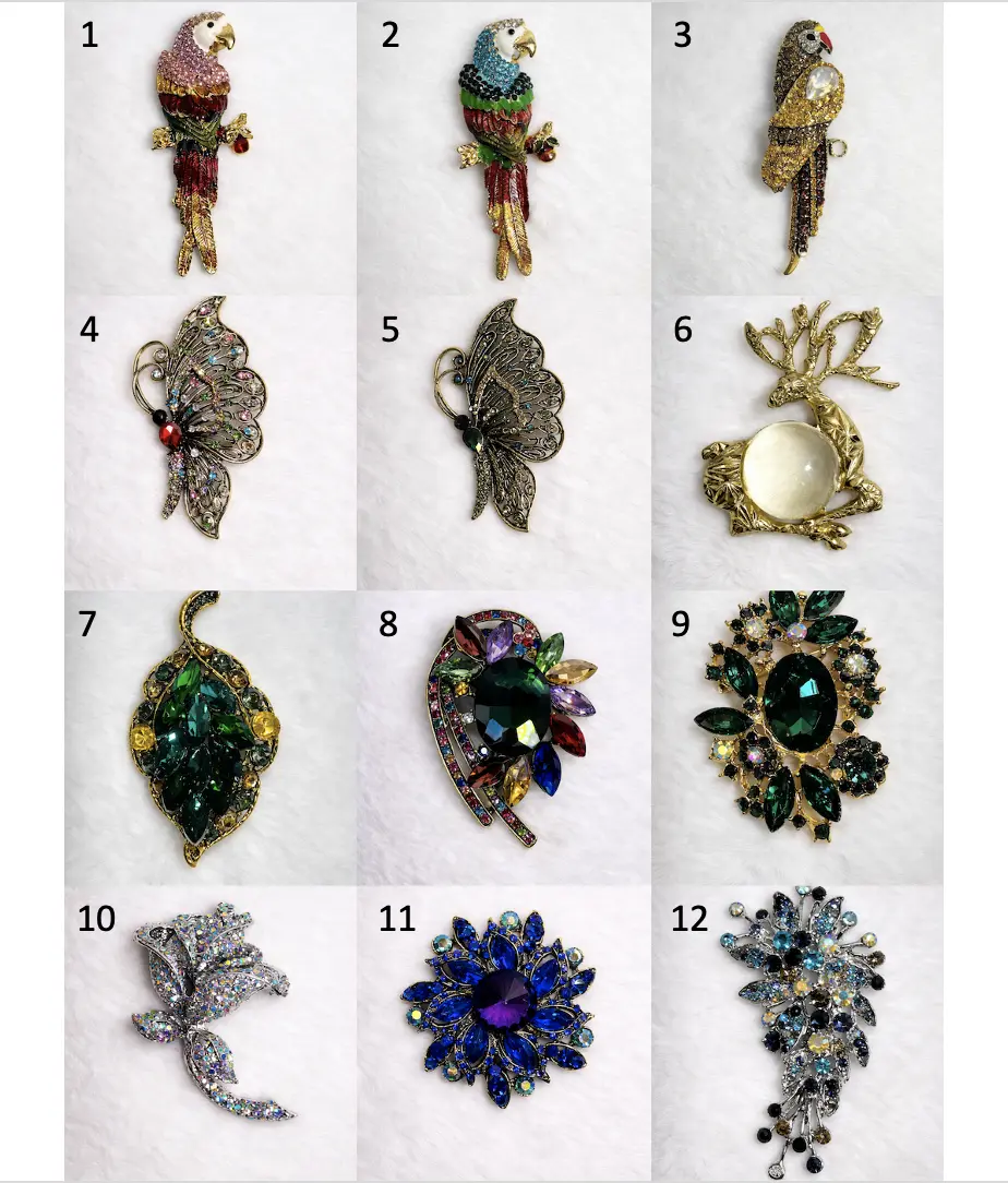 Elegant Vintage Crystal Brooch Collection