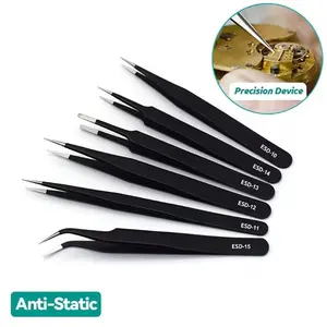 6pcs Multi-Functional Stainless Steel Tweezers Set, High-Precision Curved Fine-Point Mini Tweezers, Repair & Cleaning Tools, Multiple Sizes, Daily Use, Gifts