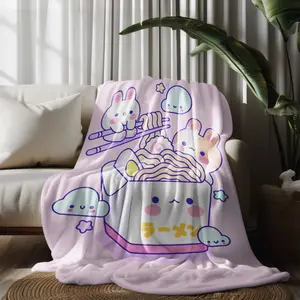 Cute Bunny Noodle Blanket, Coral Fleece Thick Cover, Autumn Winter Sofa Warm Nap Blanket, Cozy Home Essentials