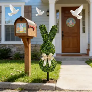 Artificial Easter Bunny Shaped Plastic Trimmed Tree, Cute Rabbit Topiary Plant Boxed, Home Garden Decor, Easter St Patrick's Day Decoration