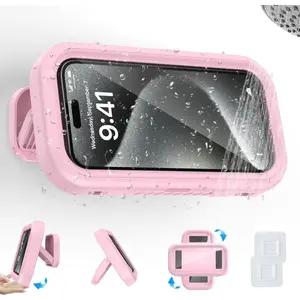 Humwam 360 Degree Rotatable Waterproof Phone Bracket, Shower Sealed Phone Cover, Punch-Free Wall Mount Holder for Lazy Daily Use