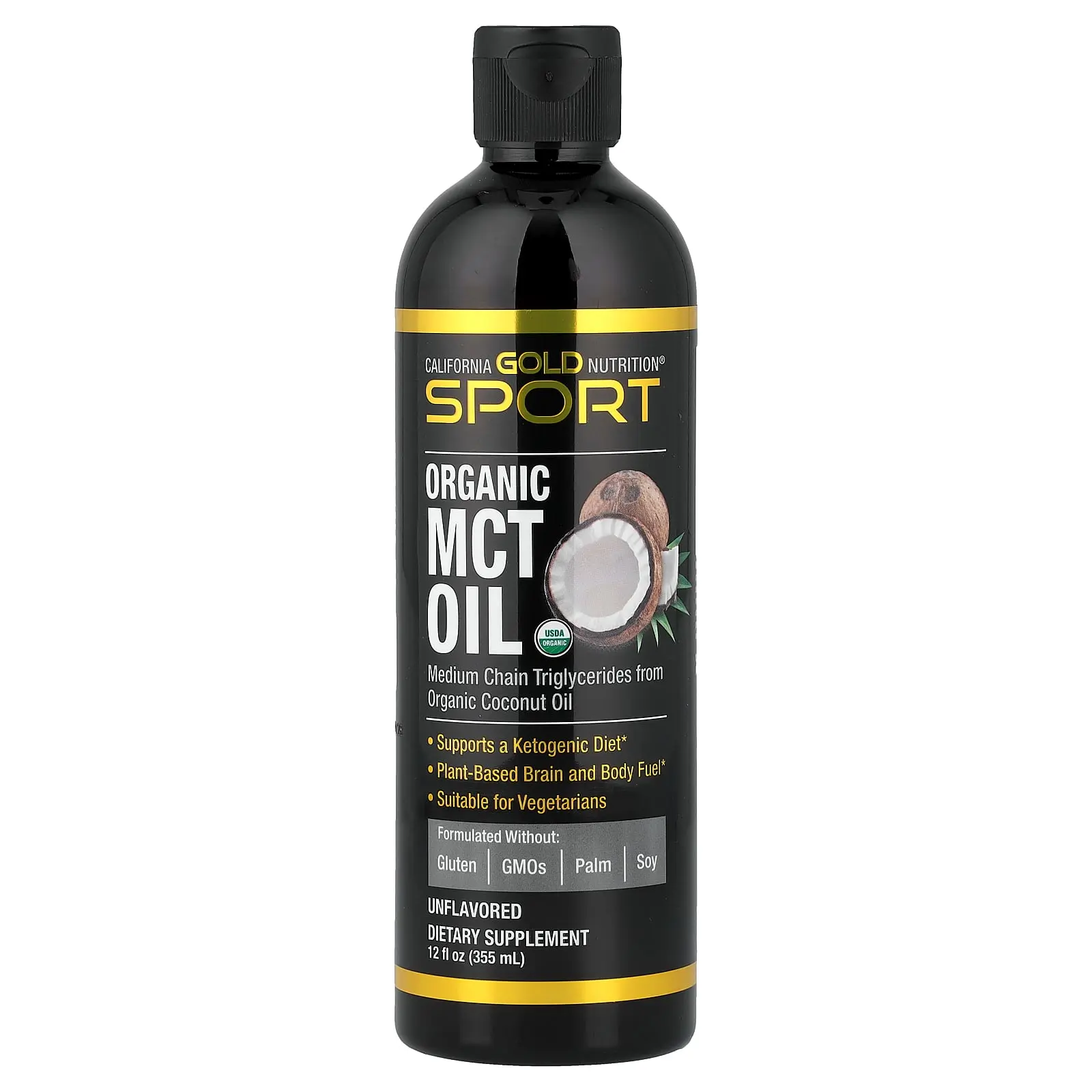 California Gold Nutrition Sport, Organic MCT Oil, Unflavored, 12 fl oz (355 ml)