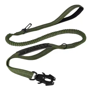 Dog Leash , Heavy Duty Tactical Dog Leash, 4–6 FT Shock Absorbing Leash with Dual Padded Handles, Strong Metal Clip & Car Seatbelt, Reflective No-Pull Leash for Medium & Large Dogs ,Dog Leads