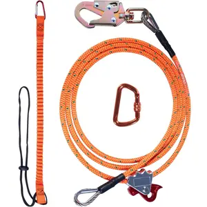 VEVOR Steel Core Flipline 1/2" x 12' Arborist Flipline with Alloy Steel Snap Hook Aluminum Alloy Carabiner & Tool Lanyard for Tree Climbing