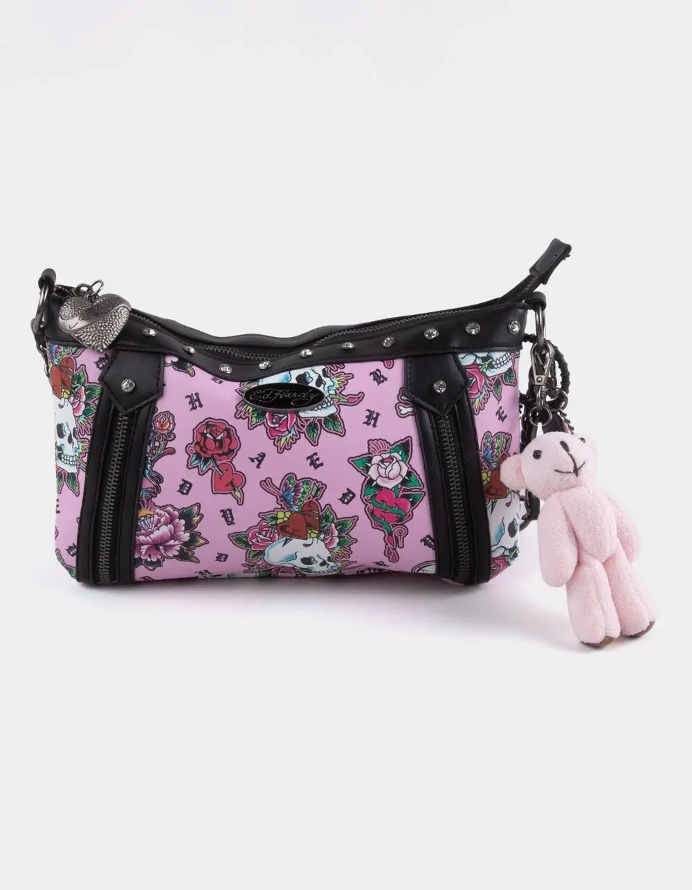 ED HARDY  Womens Baguette Bag with Bear Charm, Light Pink