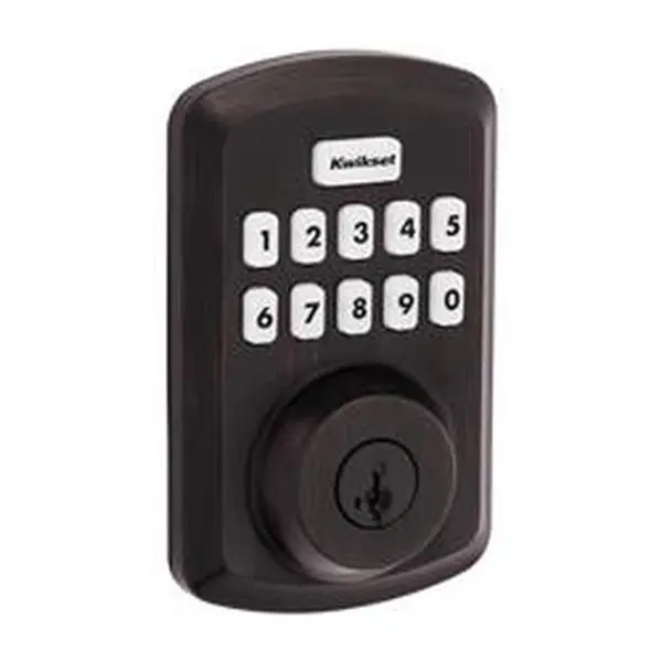 Kwikset 5043687 Smart Code Zinc Body Electronic Deadbolt, Mechanical Smart Keypad Keyed Padlock, Venetian Bronze, 2-1/8 in Bore Size, Batteries-Powered for Door Security