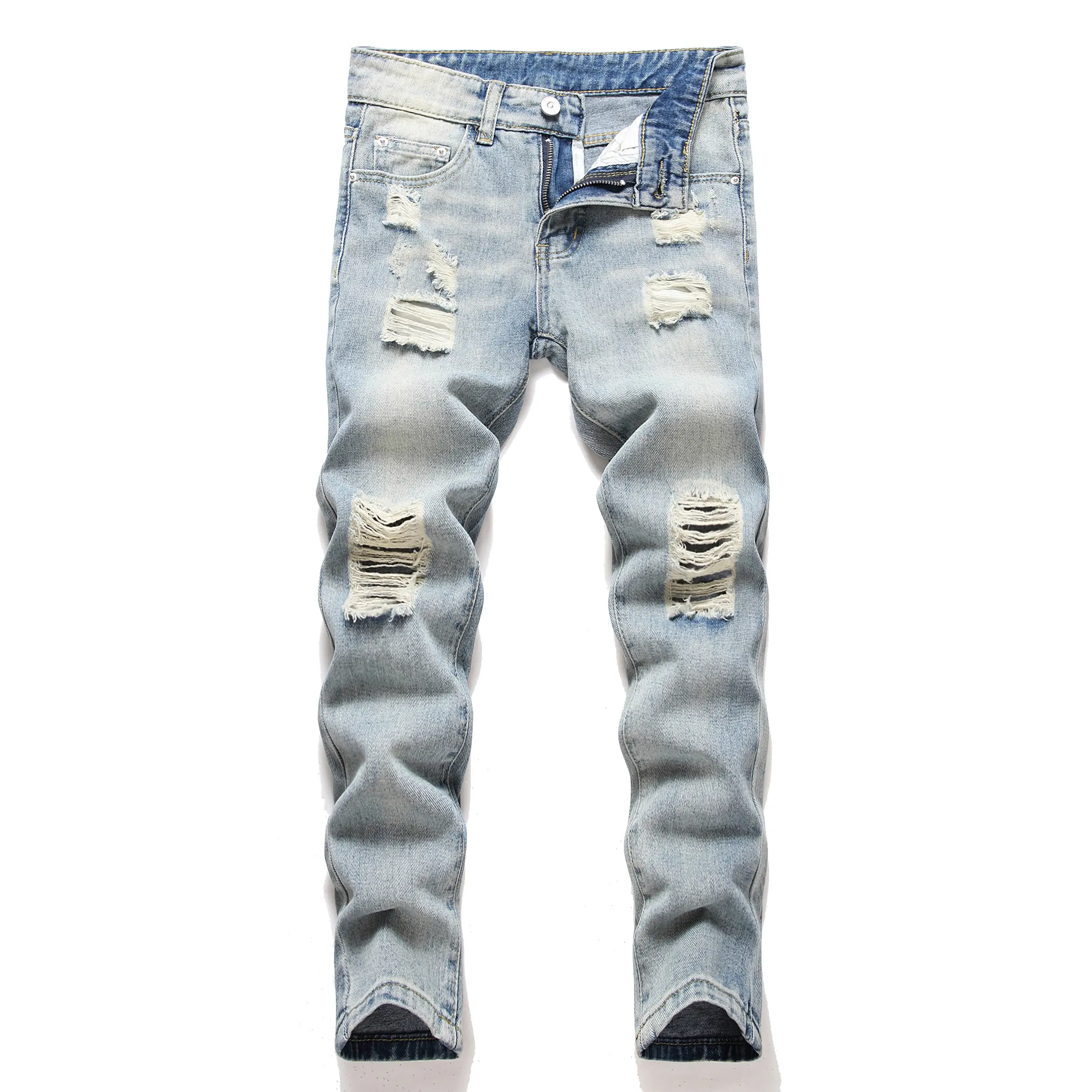Boy's Skinny Fit Ripped Distressed Destroyed Fashion Denim Jeans Pants