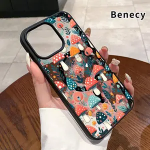 Magnetic Case Compatible  iPhone 16 Pro Max 15 Plus 14 13 12 11 XR E XS Mushroom Fantasy Tapestry Clear Acrylic Back Drop Protection Pocket-Friendly Cellphone Cover Gift for Girl