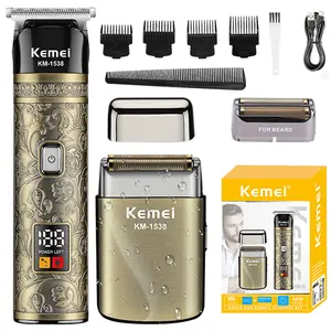 2IN1 Zero Gapped Hair Clipper  Electric Beard Shaver Razor Cordless USB Wet/Dry Beard Hair trimmer body Trimmer men‘s Comfort Gold hair trimmer Barber Equipment Water Proof split end trimmer Brush, Stainless Steel