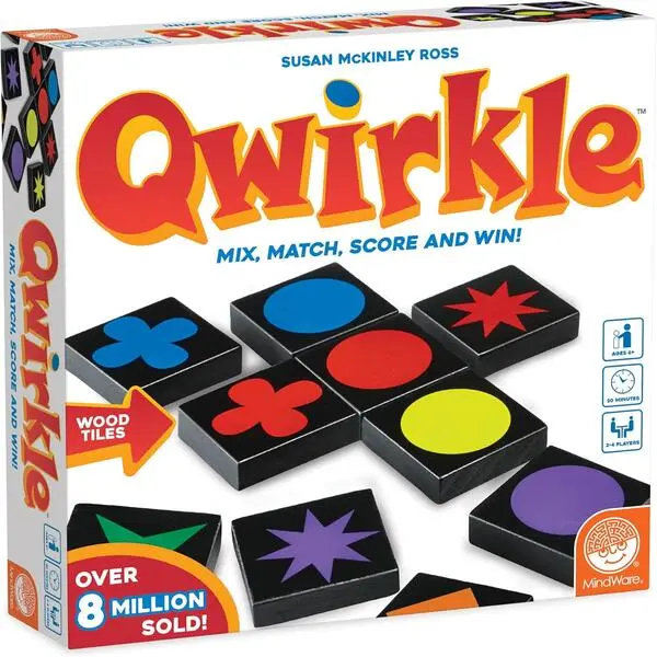 Qwirkle Strategy Tile Board Game for Kids Ages 6+, Family Game Night Board Game with 108 Wooden Tiles, Fun Strategy Game for 2–4 Players