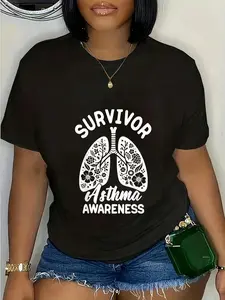 100% Cotton Asthma Awareness Day Kids Women Men Asthma Survivor T-Shirt