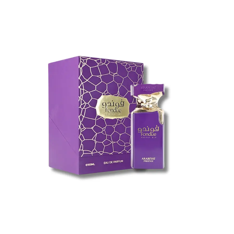 Arabiyat Prestige Fondue Velvet Dip Eau De Parfum, Elegant & Luxurious Unisex Fragrance with Concentrated Turmeric & Labdanum Scent, Amber Bottle, 3.4 fl oz, Bold, Glam, Adults, Signature Scent, Alcohol Base, Labdanum Blend, Cofee Sweet, Edp, Liquid, Self