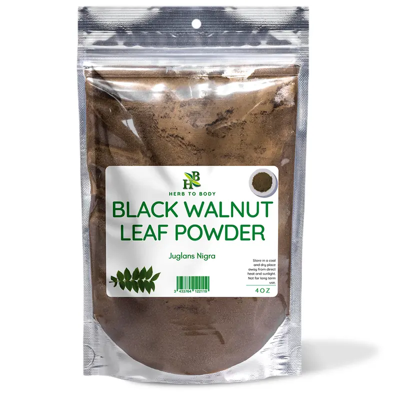 Herb To Body Black Walnut Leaf Powder - GMO-Free, Non-GMO, Artificial Color Free, Anti-Bacterial Herbal Supplement (4 oz & 1 lb Options) - Finely Milled Drink Mix for Nutritional Wellness Support, Suitable for All Ages