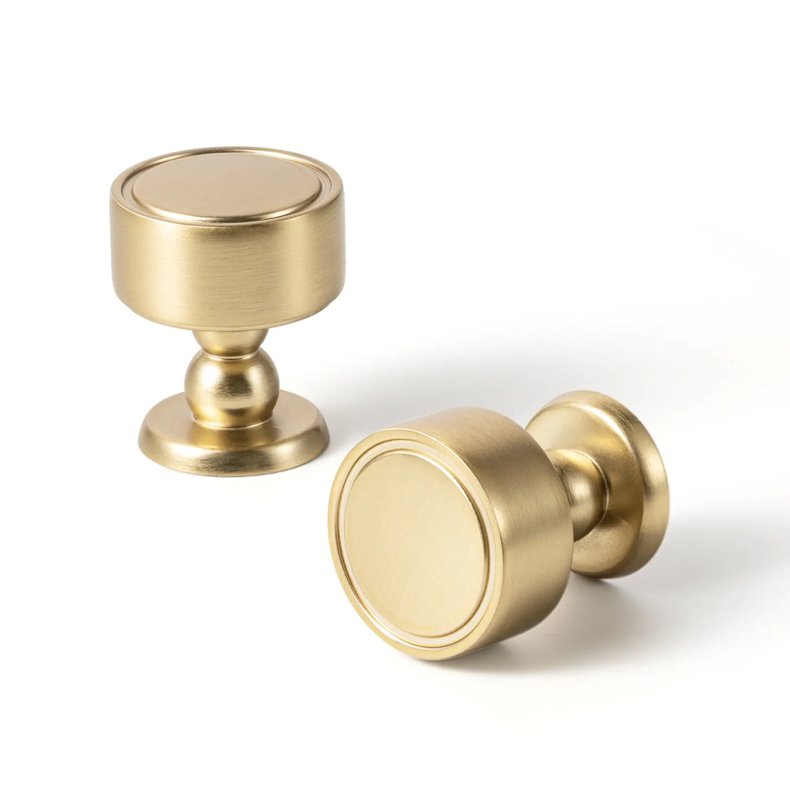 6-Pack Champagne Bronze Solid Zinc Alloy Metal Cabinet Knobs - Modern Geometric Cylinder Brushed Finish Decorative Handles Doorknobs with Gold Accent for Kitchen, Dresser Furniture Hardware