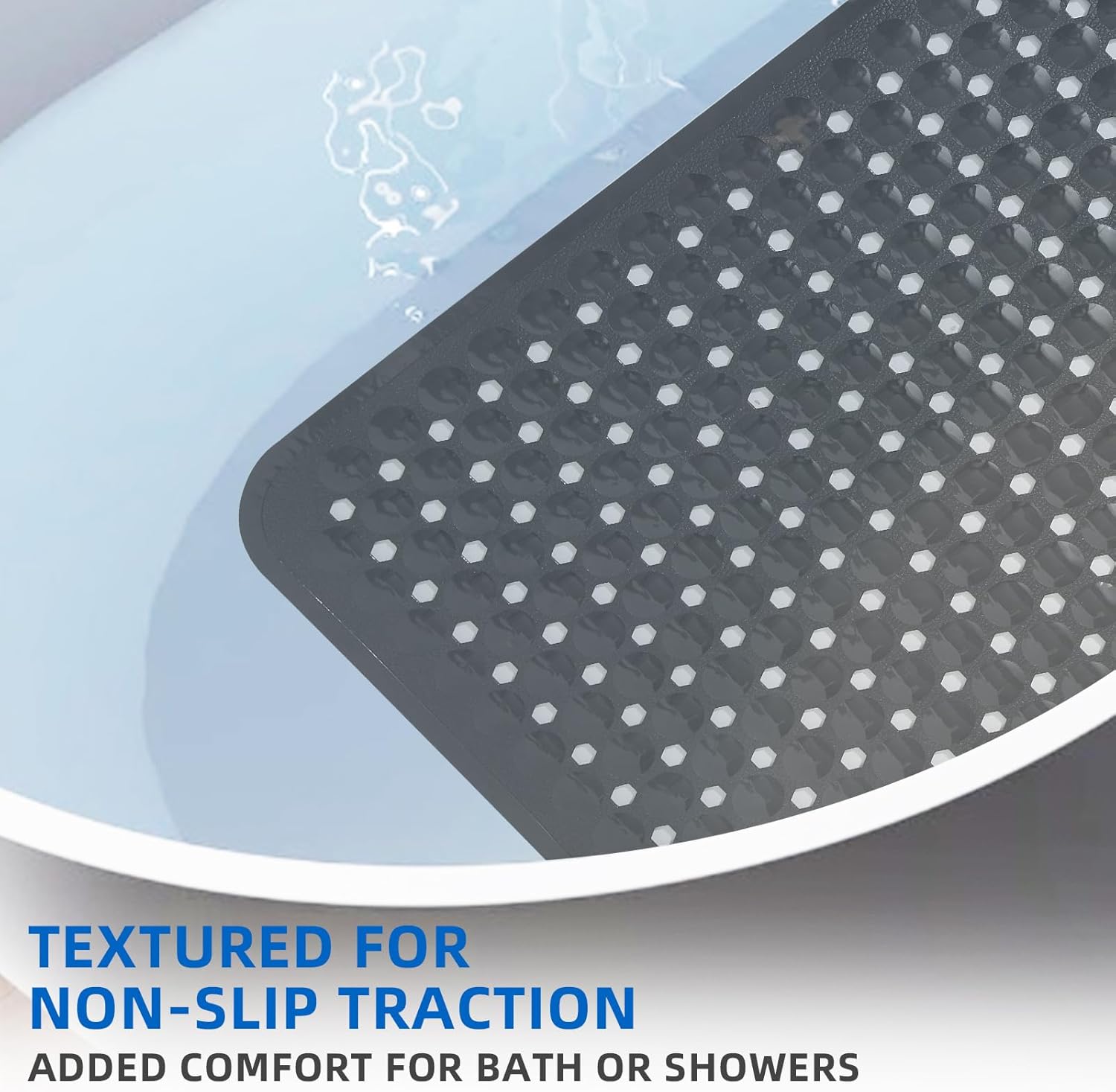 MOONFLY Shower and Bathtub Mat,40x16 Inches,Extra Long Non Slip Mats with Suction Cups and Drain Holes, Machine Washable and Anti Slip Bathmats, Bathroom Mats for Tub Nonslip (Black) MOONFLY Shower and Bathtub Mat,40x16 Inches,Extra Long Non Slip Mats with Suction Cups and Drain Holes, Machine Washable and Anti Slip Bathmats, Bathroom Mats for Tub Nonslip (Black)