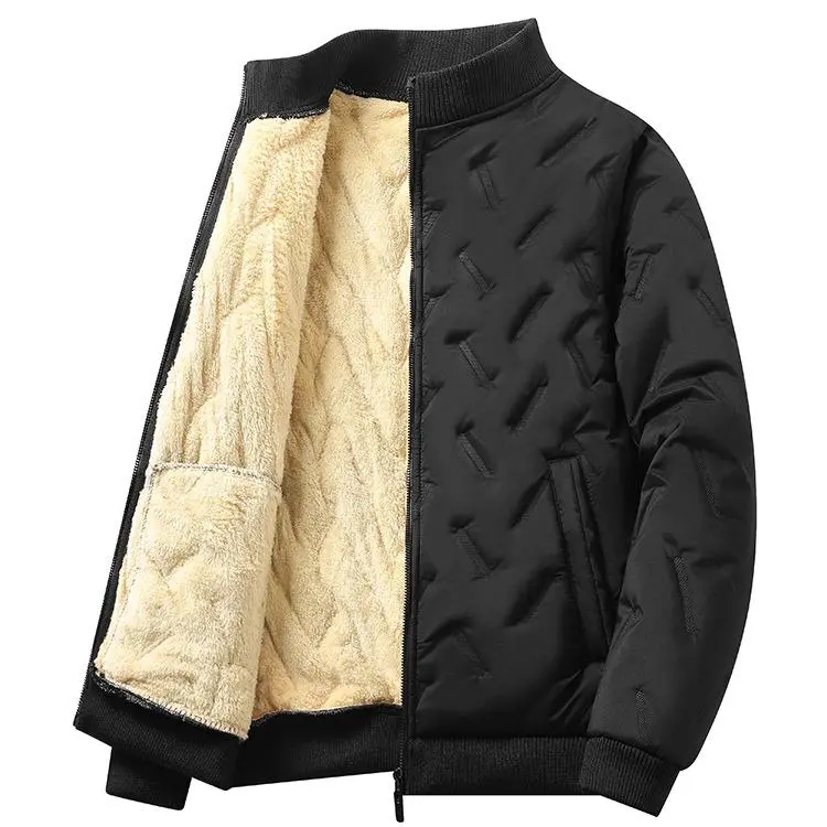 Men's Hoodie Jacket with Warm Fleece Lining, Casual Plain Long Sleeve Woven Outerwear with Zipper for Winter Sports Wear, Chic, Fitted