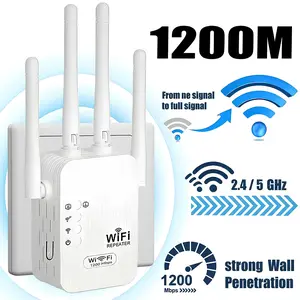 CENPIN 2026 WiFi Extender 4-Antennas, 1200Mbps Dual Band (5GHz/2.4GHz) - Covers 10,000 Sq. Ft., Supports 50 Devices, Repeater/AP with Ethernet Port, Perfect for Home & Office Use, Boost Your Signal for Seamless Streaming & Gaming