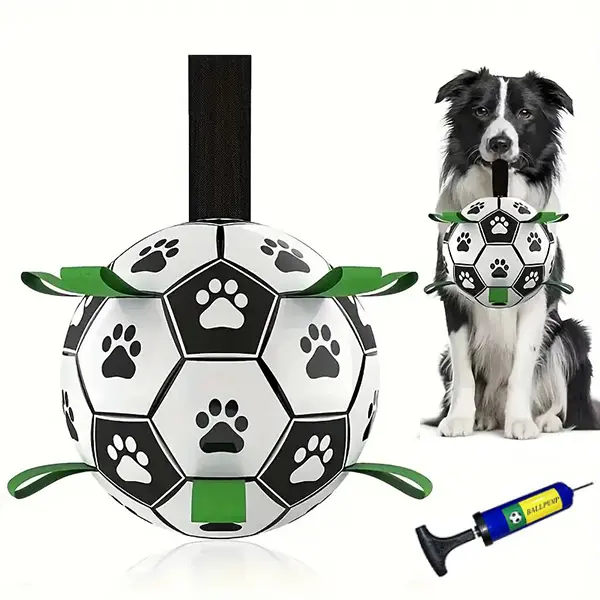 Durable Dog Soccer Ball with Air Pump - Interactive Chew-Resistant Pet Toy for Small & Medium Dogs, Indoor/Outdoor Play & Training, Pool toy for Dog