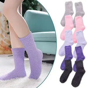 5Pairs Super Soft Warm Winter Slippers,Plush Home Sleeping Shoes,Floor Socks for Women and Men