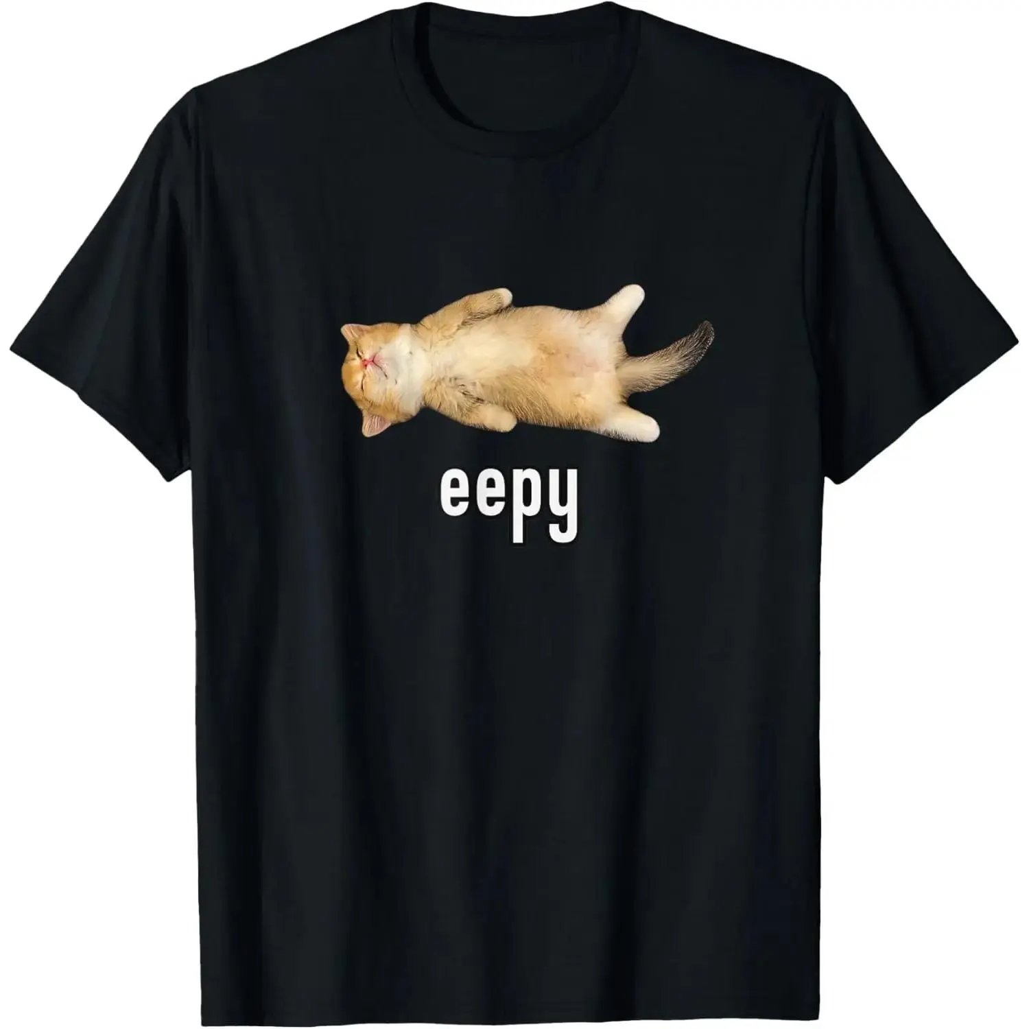 Men's 100% Pure Cotton Knitted Short-Sleeve Crew Neck T-Shirt - Fashion Floral Sleepy Cat Letter Slogan Graphic, Unisex Casual Breathable Summer Menswear Outfit, Cartoon Plant Print, Elegant
