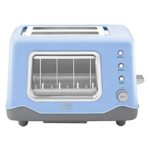 212 MAIN Rise Dual-Slot Capacity Toaster, UL Listed, Metal Blue, 7.9x12.2x9.5 in, Model 6065230