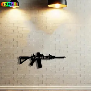 1pc "In God We Trust" Rifle Metal Wall Art, Patriotic Gun Statue Mural, Intricate Craftsmanship, Perfect for Independence Day, Veterans Day Decor, Perfect for Man Cave Garage Patriotic Office Decor, Ideal Gift for Patriotic Enthusiasts, Decoration.