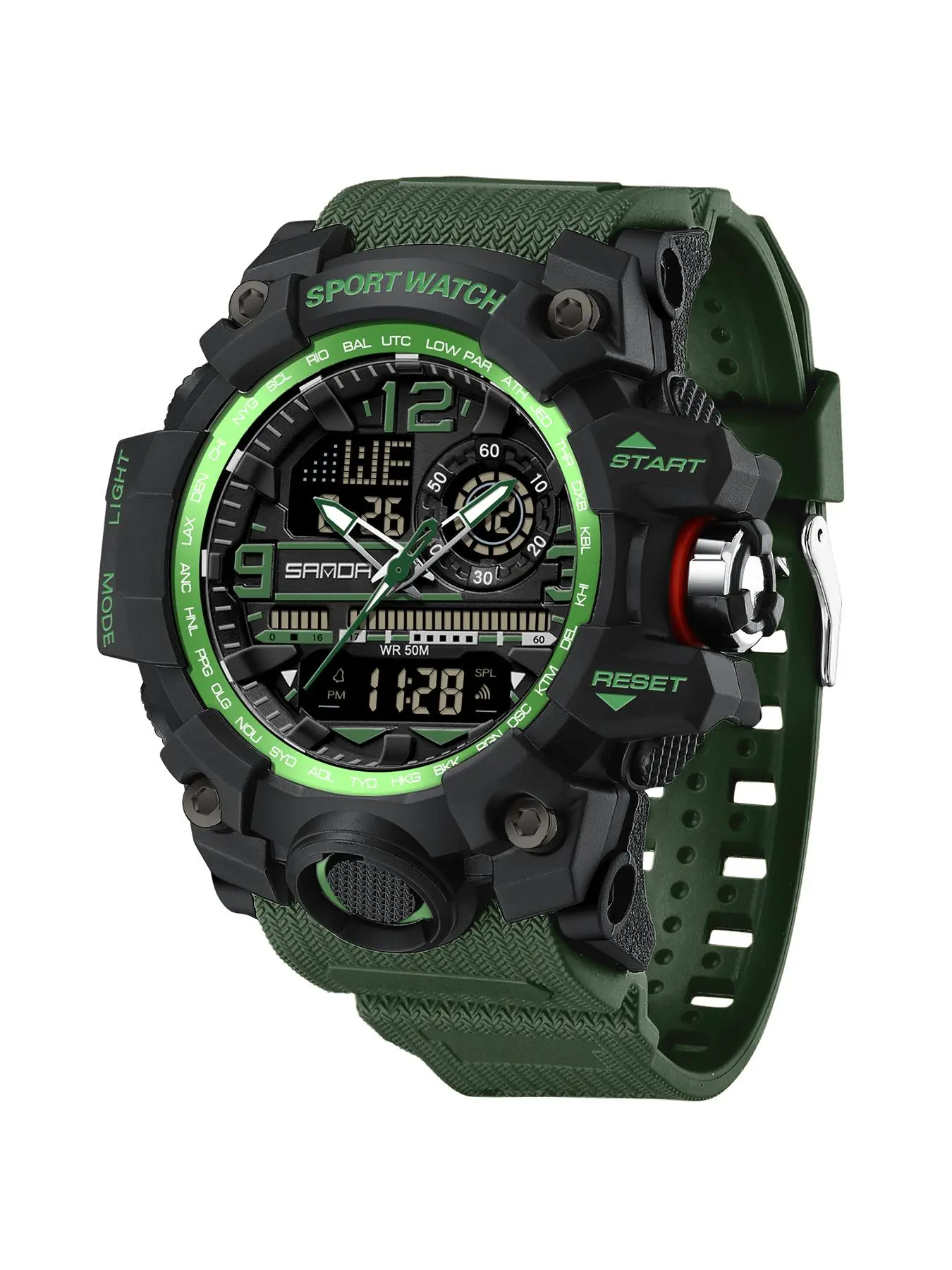Men's Sportive Analog-digital Quartz Watch, Fashionable Waterproof Watch with Luminous & Alarm & Calendar Function, Waterproof Multifunctional Watch with Box, Sporty Wristwatch