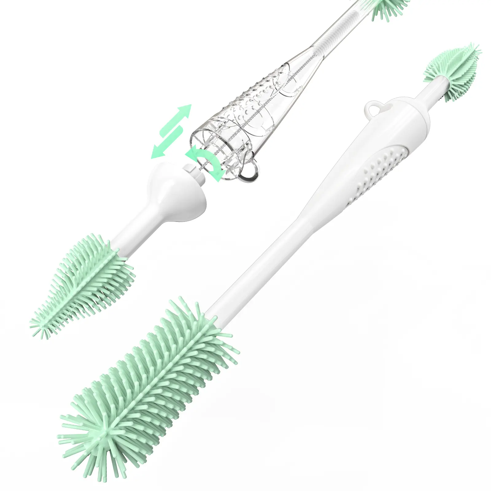 SEANCHEER S12 Food-Grade Silicone Cleaning Brush Kit, 6 in 1 Cup Lid Cleaning Brush, Portable Bottle Brush Set, Water Bottle Cleaner for Bottles and Crevices, No Scratch Baby Bottle Brush Tool for Home and Travel