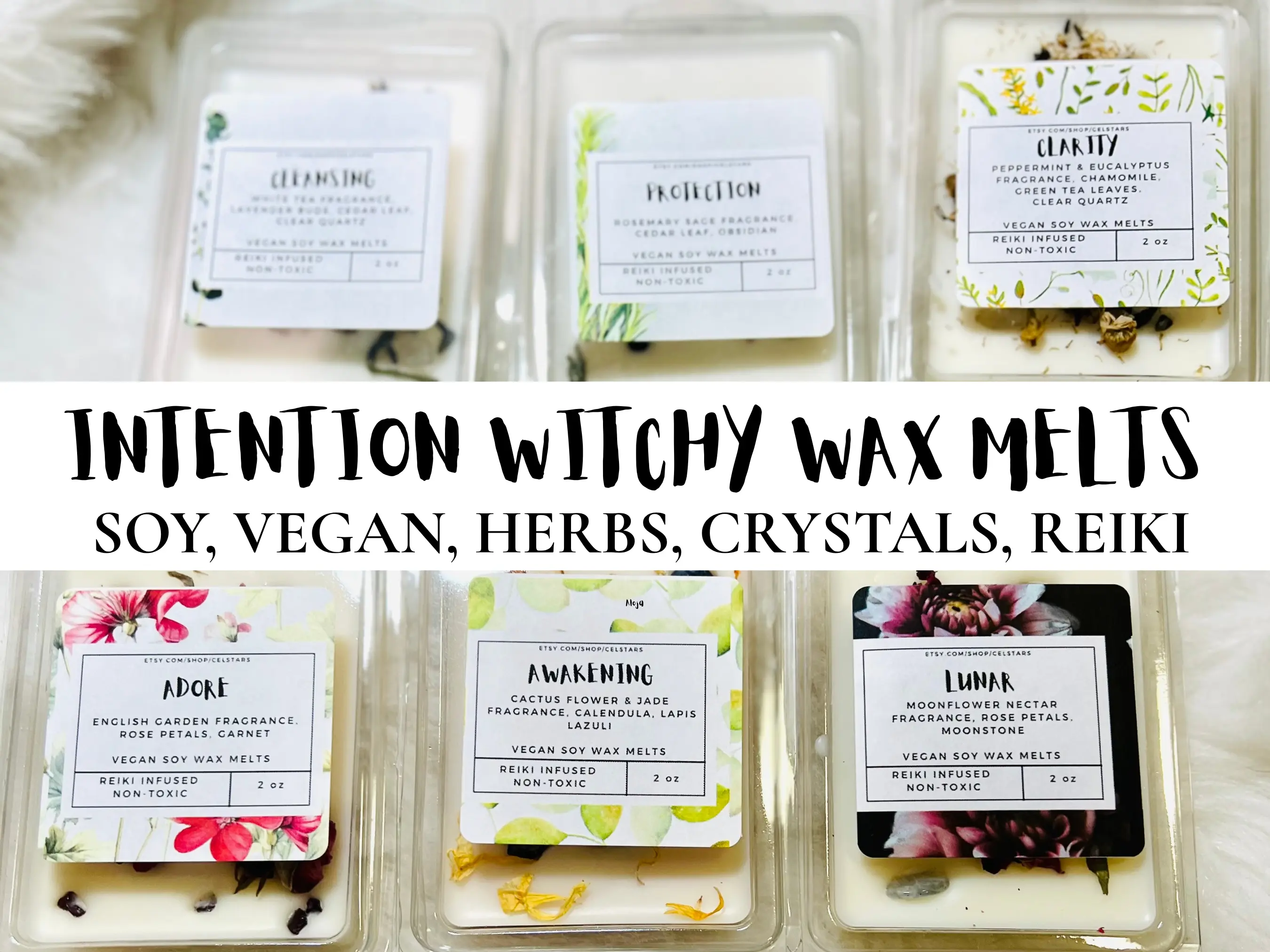 CelStars Intention Wax Melts - Oracle-Rosemary Fragrance with Awakening & Siren Aromas, Crystals-Infused for Anxiety Relief, Mermaid-Inspired Home Decor with Lucky Energy, Cactus & Lavender Accents, Lapis Lazuli