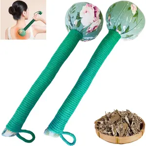 2PCS Long Herbal Wormwood Massage Hammer with Extra-Length Handle Manual Back Massager for Shoulder, Neck & Muscle Pain Relief, Portable Deep Tissue Percussion Therapy Tool for Home, Travel