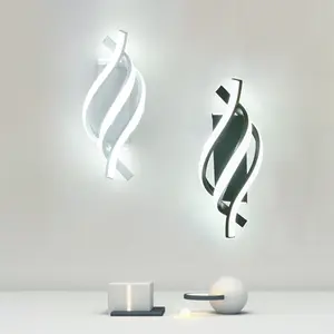 Modern LED Wall Lamp Home Decoration Line Wall Sconce Bedroom Bedside Corridor Living Room Backgroud Black White Lighting Lustre Decorative Wall Light