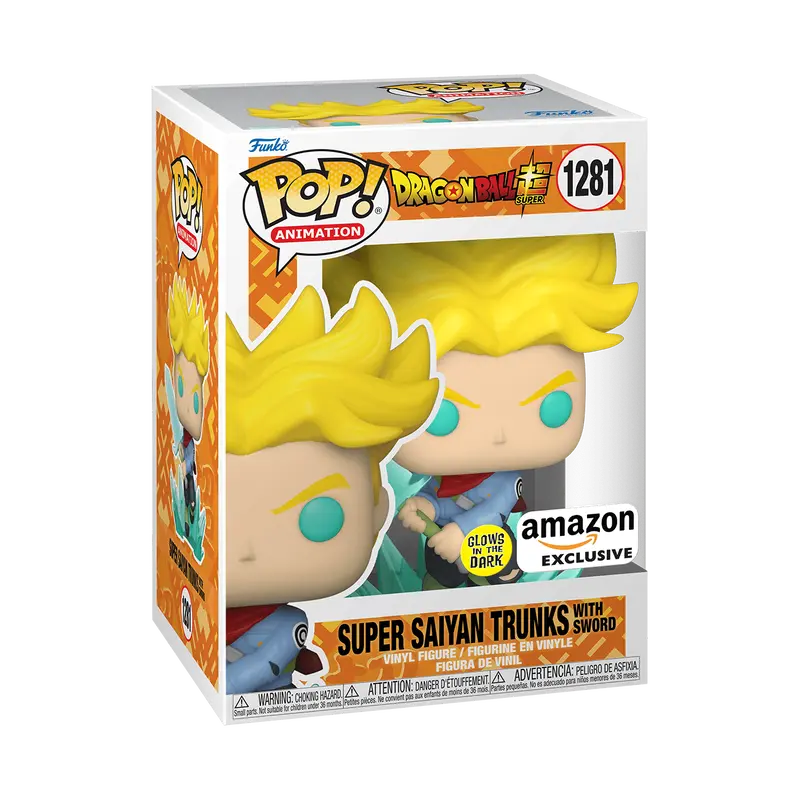Funko Pop! Dragon Ball Super - Super Saiyan Trunks with Sword (Glow) #1281 Exclusive (Sticker may vary) Collectible Pop Vinyl Figure