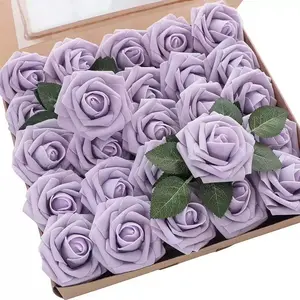 Artificial Flowers 25pcs/50pcs/100pcs Real Looking Nude Foam Fake Roses with Stems for DIY Wedding Bouquets Bridal Shower Centerpieces Floral Arrangements Party Tables Home Decorations