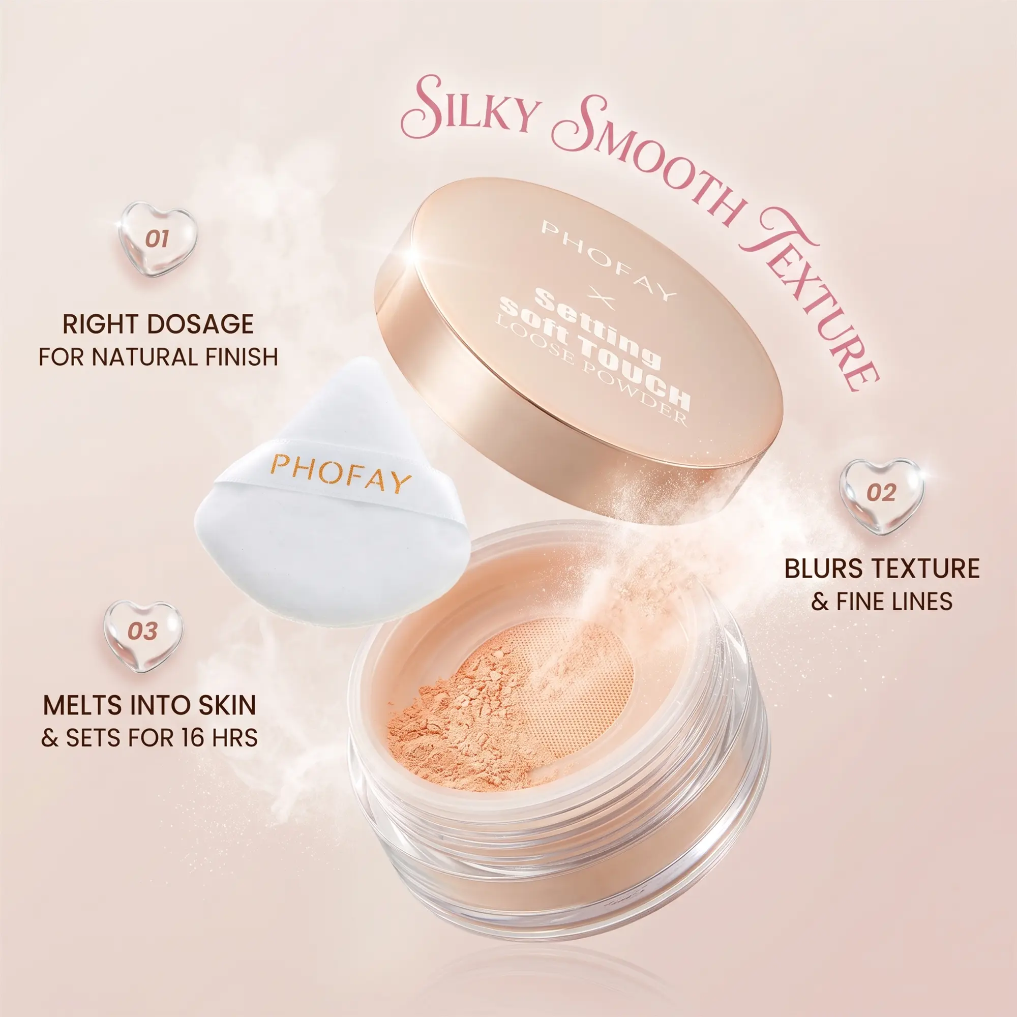 PHOFAY Translucent Setting Powder - Flawless Blur Powder, Oil Control, Waterproof, Sweatproof, Tames T-Zone Shine, Matte Pore-Blurring Finish, No Flashback, All-Day Wear for Baking, Suitable for All Skin Types, Concealer, Foundation, Makeup, Loose, Fluffy
