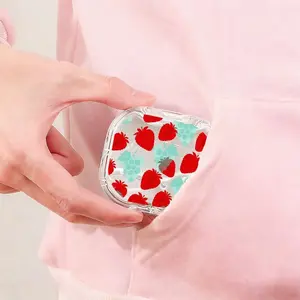 Transparent Strawberry & Grape Print Retainer Case, Cute Fruit Orthodontic Storage Box, Clear Portable Holder for Invisible Braces and Mouth Guards