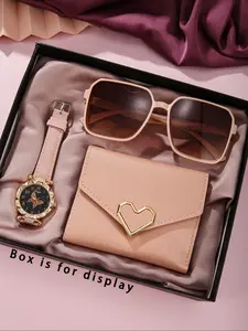 Elegant Women's Quartz Watch Set, Wallet & Eyeglasses, Accessories Set, Perfect Gift for Birthday, Teacher Day, Thanksgiving, Christmas, Mother's Day, Accessory Set