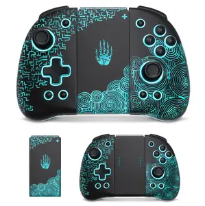 FUNLAB Illuminated Switch Controller, Switch/OLED Compatible, Ergonomic Handheld Mode Joystick Controller with 7 LED Colors/Paddle/Turbo Wireless Controller - Black Battery Kit