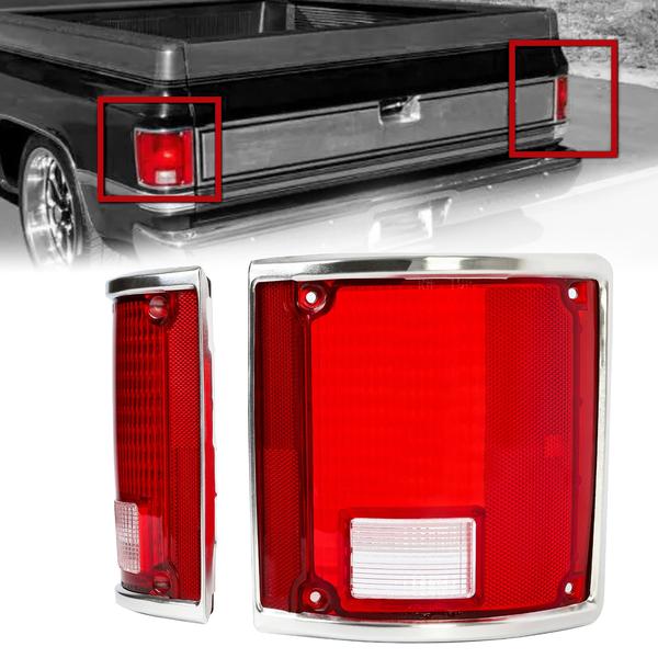 Tail Lights Taillamps w/chrome Bezel Pair For 73-91 Chevrolet C10 K10 GMC Sierra Tail Lights Taillamps w/chrome Bezel Pair For 73-91 Chevrolet C10 K10 GMC Sierra