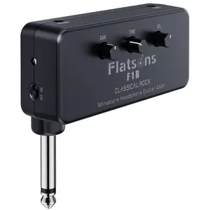 Flatsons-F1R Mini Guitar Headphone Amp, Classic Rock Tone Portable Amp for Silent Practice Indoor Travel Night , Distortion Timbre Electric Guitar Headphone Amplifier with 3.5mm Earbud/AUX Jack outdoorfun