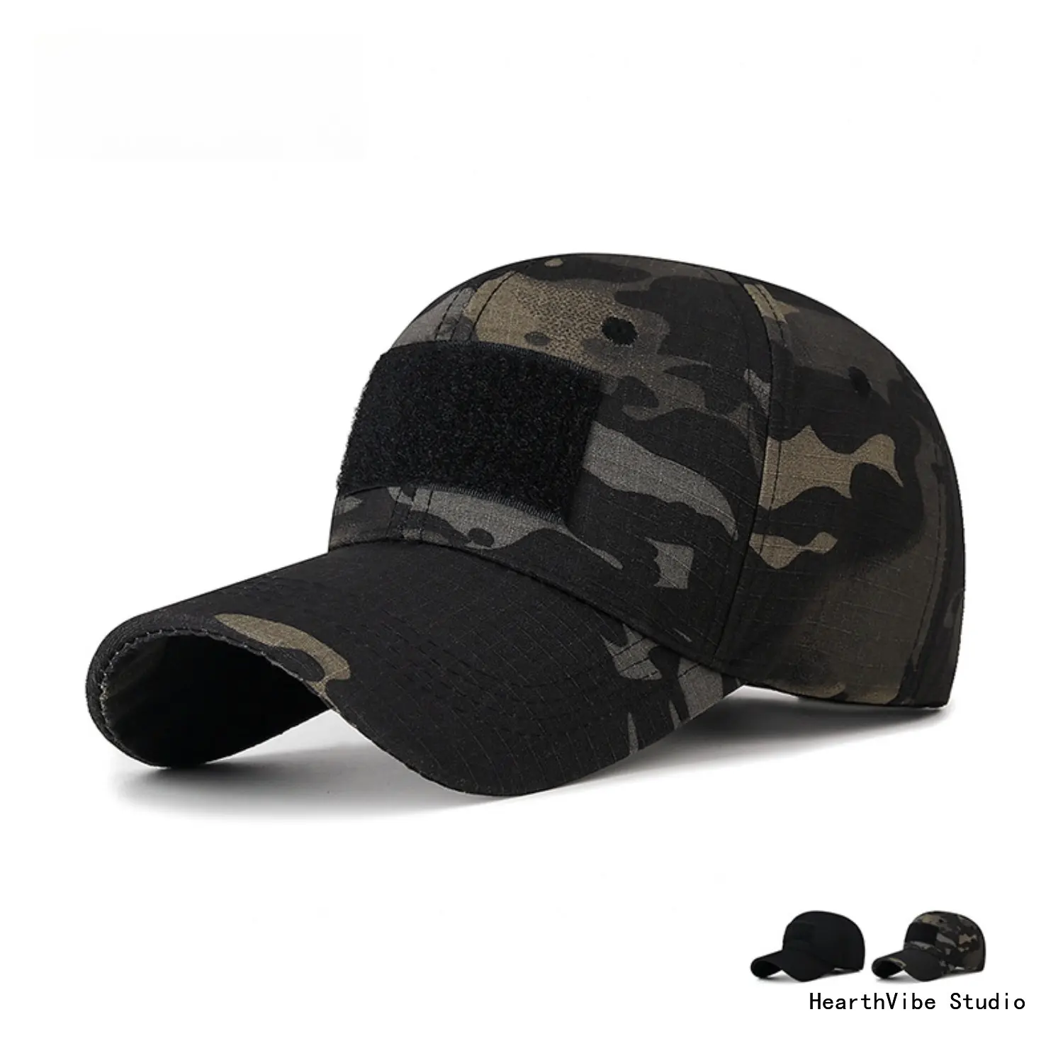 Unisex Velcro Camo Trucker Tactical Hat - Cotton Fabric, Camouflage Print, Breathable, Adjustable Protective Cap, Outdoor Sun Protection, Combat Sports Use, Sports & Outdoor Hats, Camo Trucker Hat, Breathable Cap Sports & Outdoor Hats