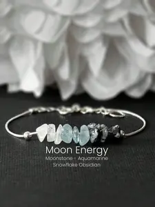 1 pc Moon Energy Bracelet Raw Crystal Moonstone Crystals And Healing Stones For Intuitive Healing Manifestations Perfect Gift For Women, Ins Style Design, Suitable For Daily Wear, Gift For Friends, Family, Couples, Birthday And Holiday
