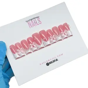 Quicklypolished Coquette Press on nails with charms and nail kit included. Nail Art Nail Polish Manicure