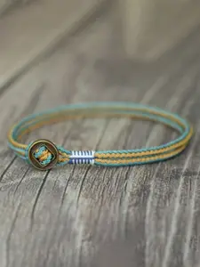 Handmade Metal Ring Clasp Braided Bracelet for Men, Vintage Dual Color Wristband Jewelry, Trendy Jewelry, Stylish Handcrafted Accessory for Everyday Wear