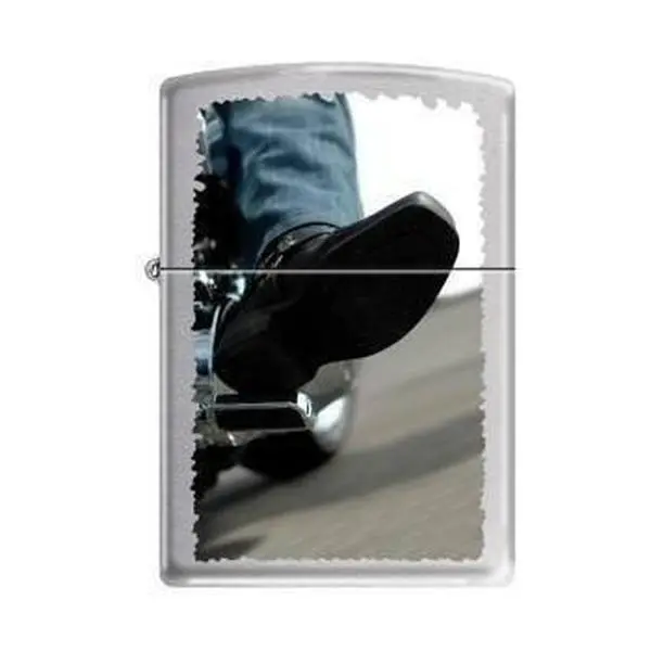 Zippo Brushed Chrome Lighter - Biker Boot Design, Refillable Lighter Accessories, Lifetime Guarantee, Gift Box