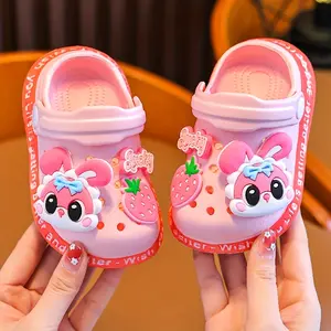 Kids Cartoon EVA Ultra-Light Sandals - Cute Animal Design, Slip-On Style, Breathable Round Toe Shoes for Youngsters & Girls, Pink Bear & Blue Cat Patterns, Perfect for Casual Attire, Sandals for Youngster Slippers