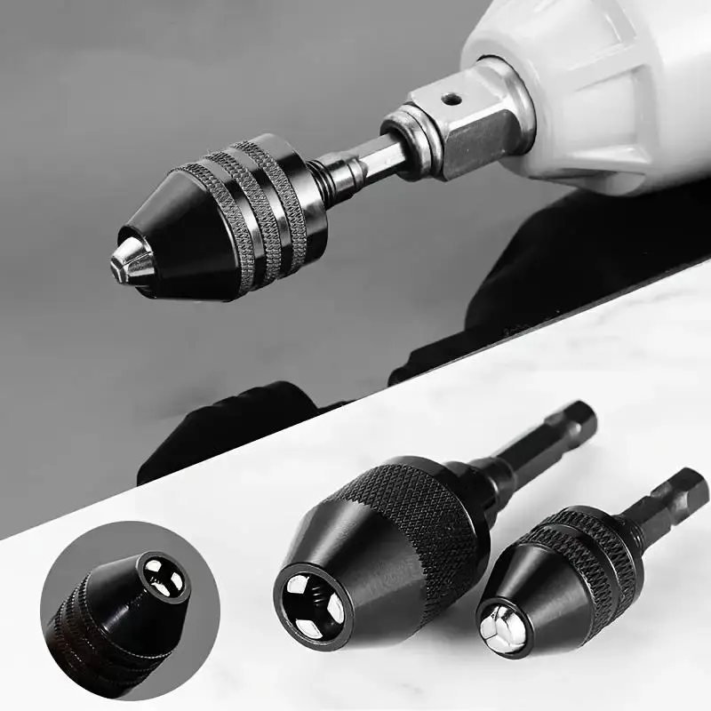 VAYWET 3Pcs Keyless Drill Chuck Adapter Set Conversion Tool Bit 1/4" Hex Shank 0.3-6.5&0.3-3.6&0.8-8mm Quick Screwdriver Fits Impact Power Tools Carbon Steel Compatible with Milwaukee, DeWalt, Makita Change Converter Capacity 3-Jaw Micro Chuck Drill Bit,