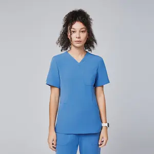 Zenir | Women's Soft Stretch Scrub Top - Sky Blue